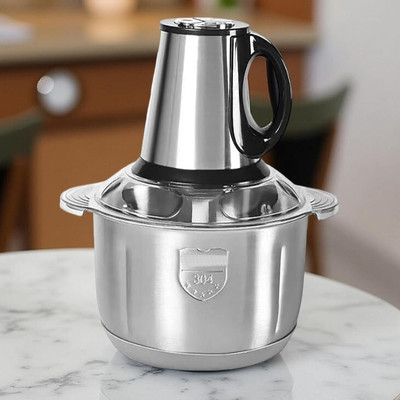 AORDEY Stainless Steel 5L Electric Meat Grinder Multi-Function Food Processor 500 W Mixer Grinder(Stainless Steel 5L Electric Meat Grinder 3-Speed Control Food Chopper Blender | 1 Jar | Silver)
