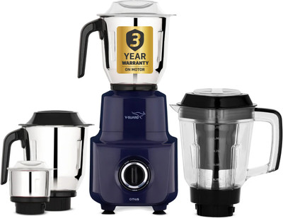 V-Guard Sturdy QuadraFlow Design Juicer Jar 750 W Juicer Mixer Grinder(Citius | 4 Jars | Precision Blend Stainless Steel Blades | Blue)