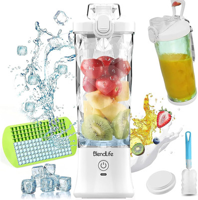BlendLife Ultra Waterproof Portable Blender, LED Light Indicators & Pulse Model Feature 240 W Juicer Mixer Grinder(600ml | 1 Jar | White)