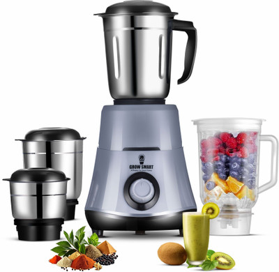 Growsmart Powerful HydroGrind Heavy Duty Copper Motor 750 W Juicer Mixer Grinder(HydroGrind 4 Jar | 4 Jars | Grey Black)