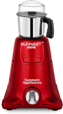 Sunmeet NAXSA 600 W Mixer Grinder(600-watts Nexon Mixer Grinder with Chutney Jar (350ML ),SAN400 | 1 Jar | Red)