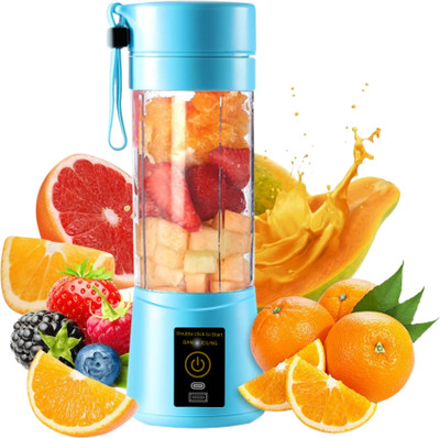 aliqsha Portable Electric USB Juicer Blender 380ml | 6Blade Rechargeable Smooth Maker | 450 W Juicer(001 | 1 Jar | Blue)