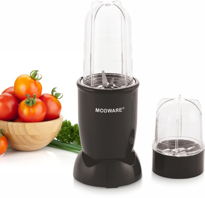 MODWARE NUTRI KING 2 500 W Juicer Mixer Grinder(500W Portable Mini 500ml Blender & 300ml Grinder Mixer Jar with 2 Steel Blades | 2 Jars | Black)