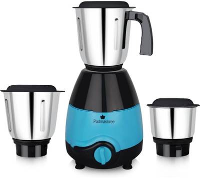 padmashree SUMO 550 ABS Plastic Body Mixer Grinder with 3 Stainless Steel Jar 550 Mixer Grinder (3 Jars, Blue and Black)