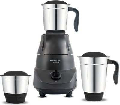 BharatVolt Spinova 500 W Mixer Grinder(BVMG5000006 | 3 Jars | Dark Grey)