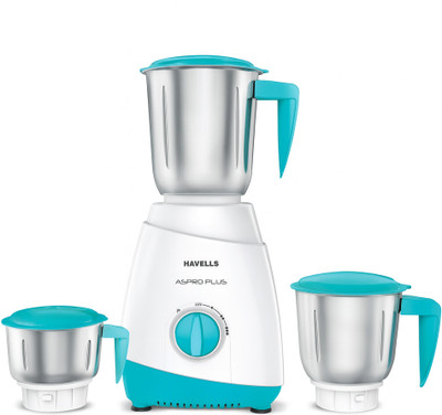 HAVELLS Aspro Plus 550 W Mixer Grinder(Aspro | 3 Jars | White/Light Blue)