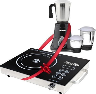 SURYAVIVA Infra Induction 2200 W + Victo Combo 750 W Mixer Grinder(SVINFRAVICTO11 | 3 Jars | Black)