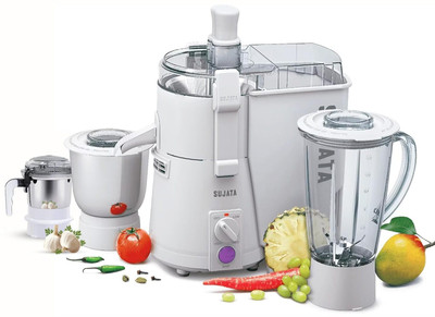 SUJATA Maxima 900 W Juicer Mixer Grinder  (Powermatic Maxima 900W 4 In 1 JMG With 3 Jars | 3 Jars | White) For Rs. 5451 @ 43 %