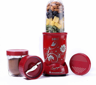 WONDERCHEF BLT 600 W Juicer Mixer Grinder(Nutri-blend | 2 Jars | With Sipper Lid | Red)