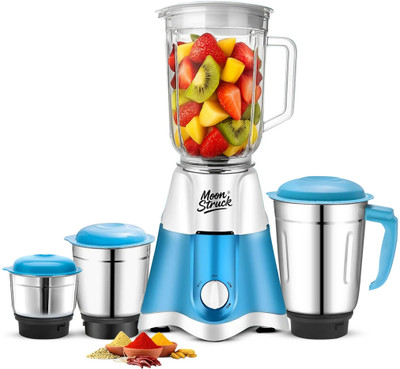 Moonstruck Juicer Mixer Grinder 750 W Juicer Mixer Grinder(750W Juicer Mixer Grinder | Ultra Powerful Copper Motor with 4 Jars (Blue) | 4 Jars | Blue)