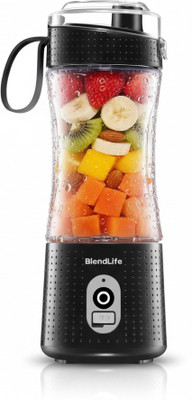 BlendLife Portable Blender 210Watt & 4000MAH for Shakes, ice etc USB-C Port, 400ml 200 W Juicer Mixer Grinder(PRO | 1 Jar | Black)