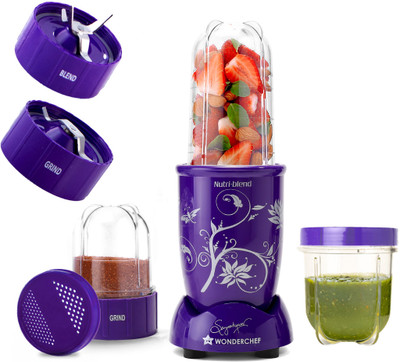 WONDERCHEF 22000 RPM 500 W Juicer Mixer Grinder(Nutri-blend | 3 Jars | 2 Years Warranty | Purple)