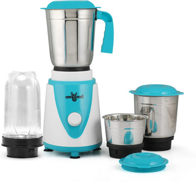 Blue eagle 1.2ml Liquidizing ,0.8ml Multi,0.4ml Chutney Jar, with 0.6ml Nutri Jar 500 W Juicer Mixer Grinder(500 Watt | 4 Jars | White, Blue)