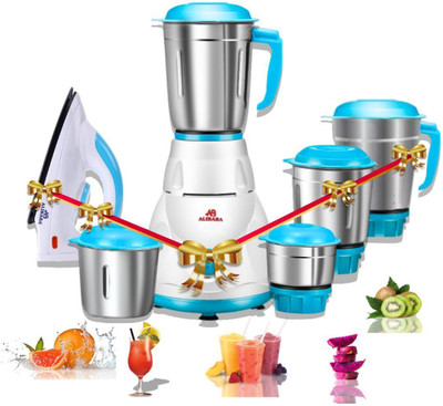 Alibaba Five Star 5 Jar 550 W Juicer Mixer Grinder(Starlet Super Combo Magic Dry Iron ( 750 W, Green ) & | 5 Jars | White & Blue)