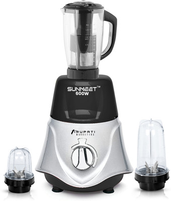 Sunmeet Rocket TR3J106 600 W Mixer Grinder(600W Rocket Mixer Grinder with 2Bullets, Juicer Jar (Juicer, 350ML, 530ML Jars) | 3 Jars | BLACKSILVER)