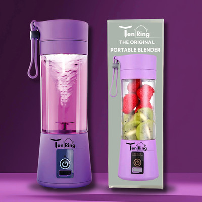 Tenring Compact Juicer with Rechargeable Battery for Smoothies & Shakes 200 W Juicer(Portable USB Juicer – Rechargeable 6-Blade Blender, 380ml Bottle | 1 Jar | Purple)