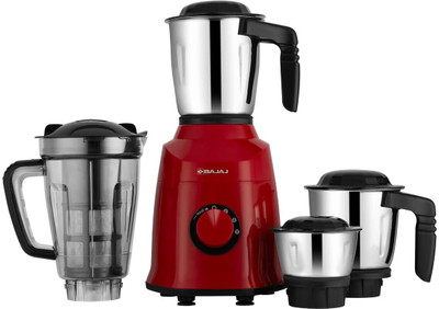 BAJAJ Military Series REX 750 W Juicer Mixer Grinder(410642 | 4 Jars | Red/Black)