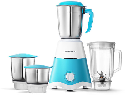 Longway Super Dlx 750 W Juicer Mixer Grinder (4 Jars, White & Blue) For Rs. 1299 @ 67 %