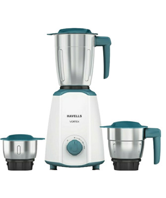 HAVELLS VORTEX ACE TECHNOLOGY WITH DUAL EXHAUST TO ENHANCE MOTER LIFE (GHFMFGCE050) 500 W Mixer Grinder(GHFMFGCE050 | 3 Jars | WHITE & GREEN)