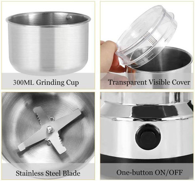 Udghosh Creation Grinder Baby Food Grinder Coffee Grinder Chutney Grinder Masala Grinder Spice 200 W Mixer Grinder(Mixer Grinder Mini Electric Small Grinder Mini Mini Electric Grinder Small Mixer | 1 Jar | Silver)