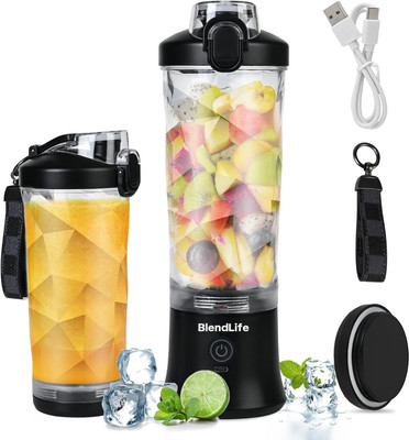 BlendLife Ultra Waterproof Portable Blender. LED Light Indicators & Pulse Model Feature 240 W Juicer Mixer Grinder(600ml | 1 Jar | Black)
