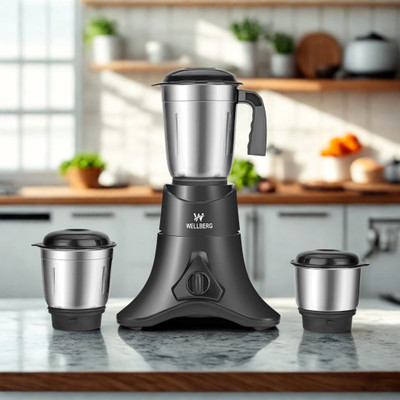 WELLBERG Premium Mixer Grinder Designed for Power, Stability, and Long Life Use 550 W Juicer Mixer Grinder(Compact 550W Mixer Grinder with 3 SS Jars and Multi-Speed Control Function | 3 Jars | Black)