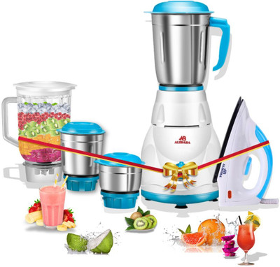 Alibaba Super Combo 750 W Dry Iron (White, Green) & 550 W Mixer Grinder(Starlet | 4 Jars | White & sea green)