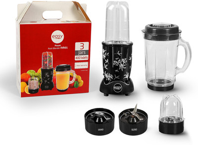 Easy Power Nutri 400 W Juicer Mixer Grinder(Power Nutri-Blender-Mixer-Grinder Combo with 3 Unbreakable Jars | 3 Jars | Black)