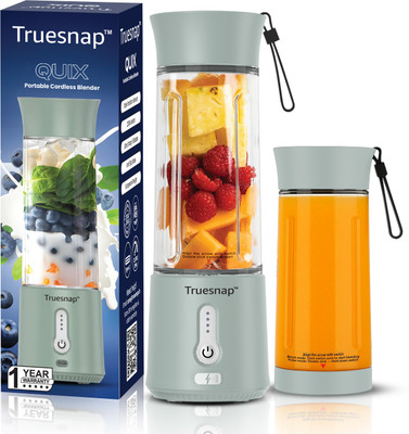 Truesnap QUIX 500ml Portable Blender | USB-C Rechargeable | 230 W Mixer Blender(TS-PB-A7SG | 1 Jar | Sage green)