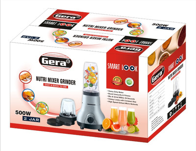 Gera NUTRI SERIES 500 W Mixer Grinder(NUTRI 500WATTS 2JAR | 2 Jars | White)