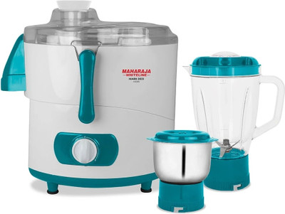 MAHARAJA WHITELINE MARK 450 W Juicer Mixer Grinder(MARK DEO | 3 Jars | White, Turquoise Blue)
