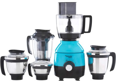 Butterfly by BUTTERFLY CRESTA 750 W Juicer Mixer Grinder(Food Processor | 5 Jars | Black with Turquoise)