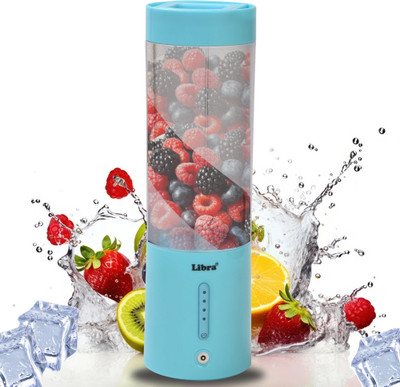 LIBRA Milk Shakes and Crushing Ice, USB Recharbeable 200 W Juicer Mixer Grinder(Rechargeable Portable Blender for Smoothie and juices, | 1 Jar | Blue)