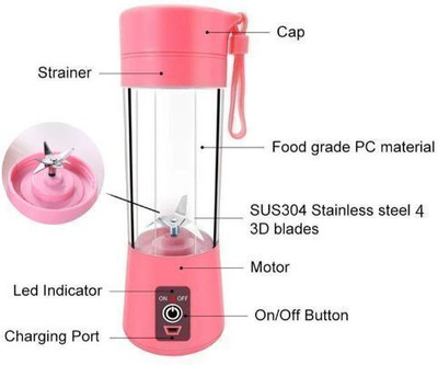Fireefly Pro Fruit Juicer 200 W Juicer Mixer Grinder(AE_922A_ELECTRIC JUICER MIXER GRINDER RECHARGEABLE USB BOTTLE BLENDER SHAKER | 1 Jar | Multicolor)