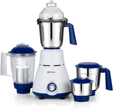 BAJAJ by Bajaj Rex 750W 750 W Mixer Grinder(Rex 750W Mixer Grinder | 4 Jars | White/Blue)