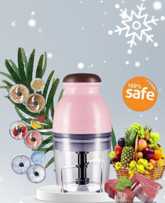 FONALO Chopper, Mixer, 200 W Juicer Mixer Grinder(Capsule Cutters Quatre Unique Blender System Design Mini Electric Food Processor | 1 Jar | Pink)