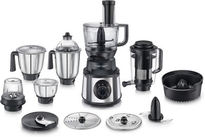 Prestige Enura Pro 1000 W Juicer Mixer Grinder (Pro With Ball Bearing-Multi Functional Food Processing Attachments Watts | 6 Jars | Black, Silver) For Rs. 6999 @ 50 %