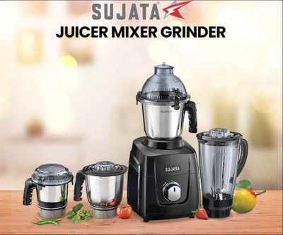 SUJATA Mixer Grinder 1000 W New Launch 1000 W Juicer Mixer Grinder(MG 1000W Black 2024 New Model | 4 Jars | Black)