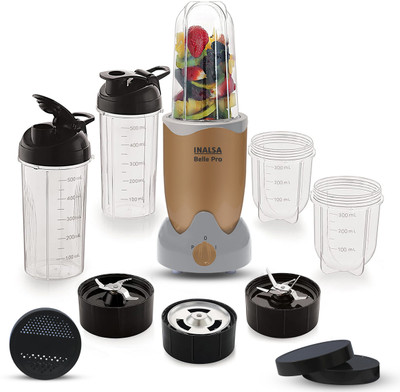 Inalsa Nutri Mixer 600 W Juicer Mixer Grinder(Belle Pro | 5 Jars | Gold/Silver)