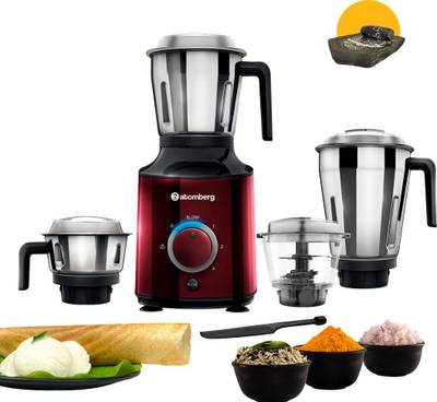 Atomberg MG1 with BLDC Motor, Slow Mode & Highest RPM Range 485 W Mixer Grinder Includes Chopper Jar (4 Jars, Red wine)