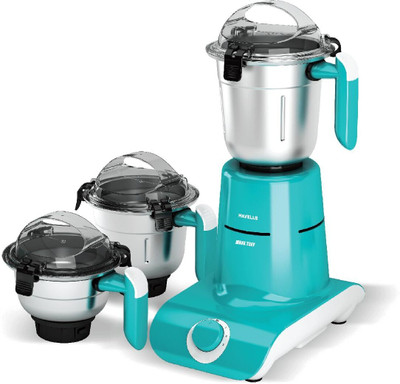 HAVELLS 750 WATTS | Double Layered Jars | 750 W Juicer Mixer Grinder(| HEAVY DUTY MOTOR | 21000 RPM |Superior 304 stainless steel blade | | 3 Jars | Green)