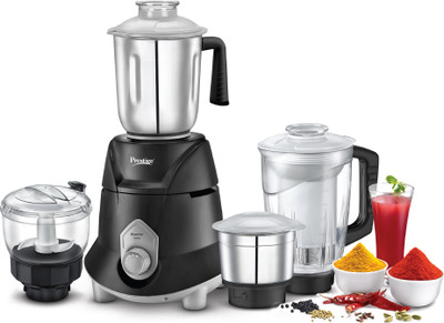 Prestige Hyperius 750 W Mixer Grinder(42540 | 4 Jars | With Atta Kneading and Veggie Chopping Function, Strong and Durable body, High Power Mixer Grinder | Black)