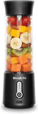 BlendLife Portable Blender For Juices, Shakes,230watt & 4000mah Battery, 500ml Inbuilt Jar 240 W Juicer Mixer Grinder(Plus | 1 Jar | Black)