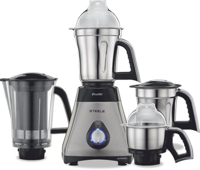 Preethi MG-208 750 W Mixer Grinder(Steel SupremeMG-208 | 4 Jars | Silver/Black)