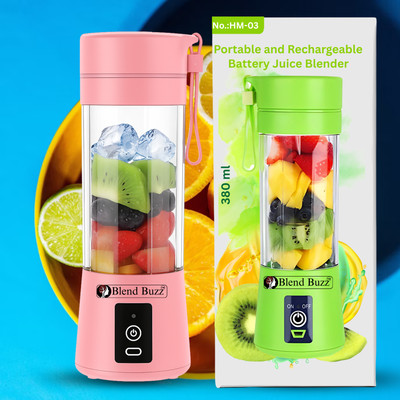 Blend Buzz Portable USB Juicer Blender Rechargeable Smoothie Maker Fruit Mixer 40 W Mixer Blender(Handy Rechargeable Blender for Protein Shakes and Smoothies | 1 Jar | Multicolor)