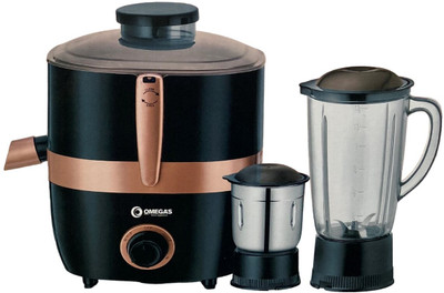 OMEGA'S BOLT 550 W Juicer Mixer Grinder(BOLT 550 W with Fast juicing | 2 Jars | Black)