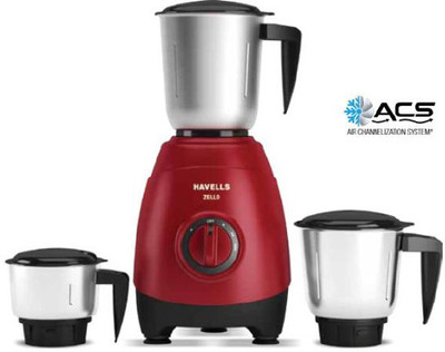 HAVELLS GHFMJEKR75 750 W Mixer Grinder(ZELLO | 3 Jars | Red, Black)