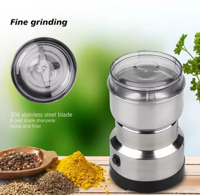 MOBONE Mini Masala Grinder, Mini Mixer Grinder, Spice Grinder Mini 250 W Mixer Grinder(Multi-Functional Stainless Steel Coffee Grinder Electric Home Use | 1 Jar | Silver)