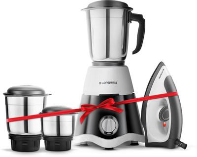 Longway Super Dlx with Kwid 1100 Watt Dry Iron Combo 500 W Juicer Mixer Grinder(Super | 3 Jars | Black, Grey)