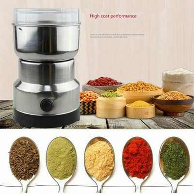 HOOME COFFEE Grinder Machine 200 W Mixer Grinder(Grinder Multi-Functional Electric Stainles Steel Herbs Spices Nuts Grain Grinder | 1 Jar | Silver-S)
